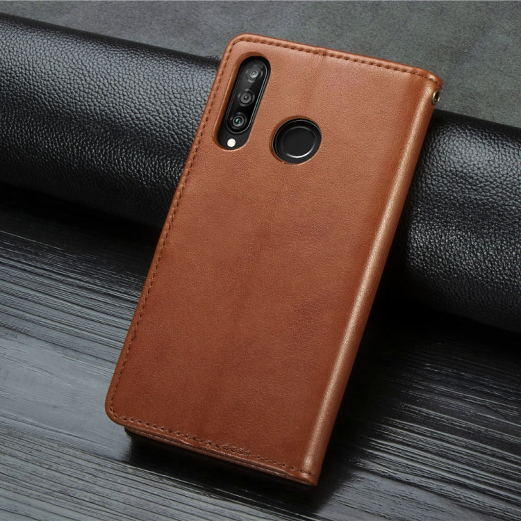 Retro Solid Color Leather Buckle Mobile Phone Protection Leather Case with Photo Frame & Card Slot & Wallet & Bracket Function for Huawei P30 Lite / Nove 4e