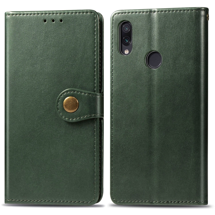 Retro Solid Color Leather Buckle Mobile Phone Protection Leather Case with Photo Frame & Card Slot & Wallet & Bracket Function for Xiaomi Redmi 7