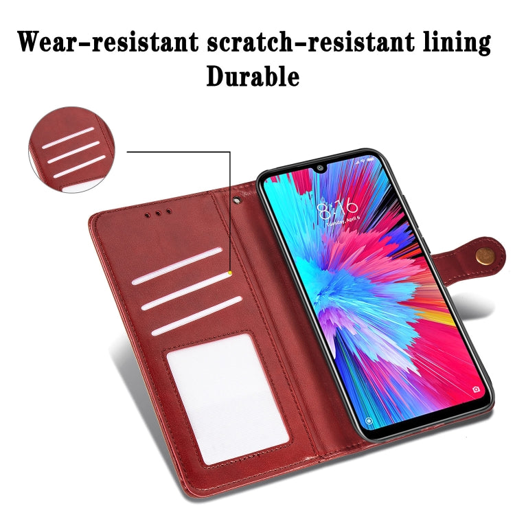 Retro Solid Color Leather Buckle Mobile Phone Protection Leather Case with Photo Frame & Card Slot & Wallet & Bracket Function for Xiaomi Redmi 7