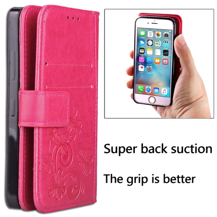 For iPhone 11 Four-leaf Clasp Embossed Buckle Mobile Phone Protection Leather Case with Lanyard & Card Slot & Wallet & Bracket Function