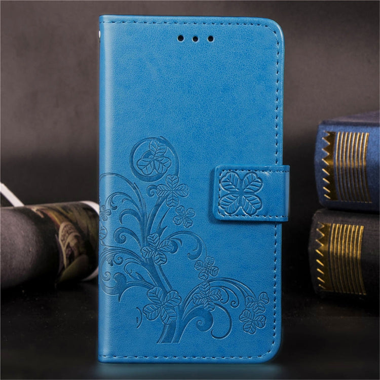 For iPhone 11 Pro Four-leaf Clasp Embossed Buckle Mobile Phone Protection Leather Casewith Lanyard & Card Slot & Wallet & Bracket Function