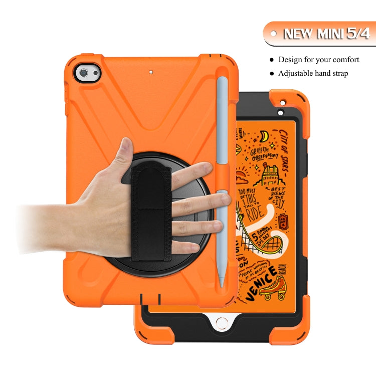 For iPad Mini 2019 / Mini 4 Shockproof Colorful Silicone + PC Protective Case with Holder & Shoulder Strap & Hand Strap & Pen Slot