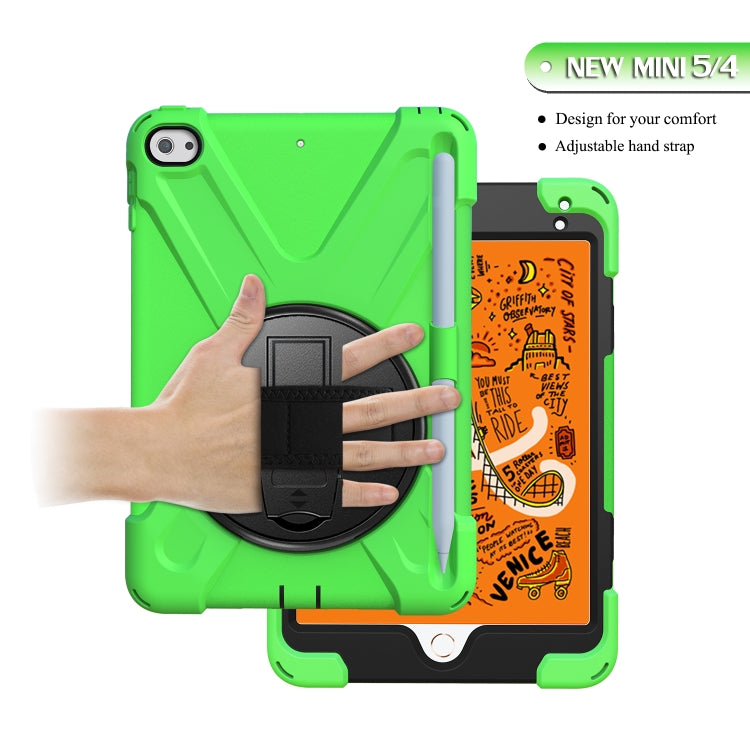 For iPad Mini 2019 / Mini 4 Shockproof Colorful Silicone + PC Protective Case with Holder & Shoulder Strap & Hand Strap & Pen Slot