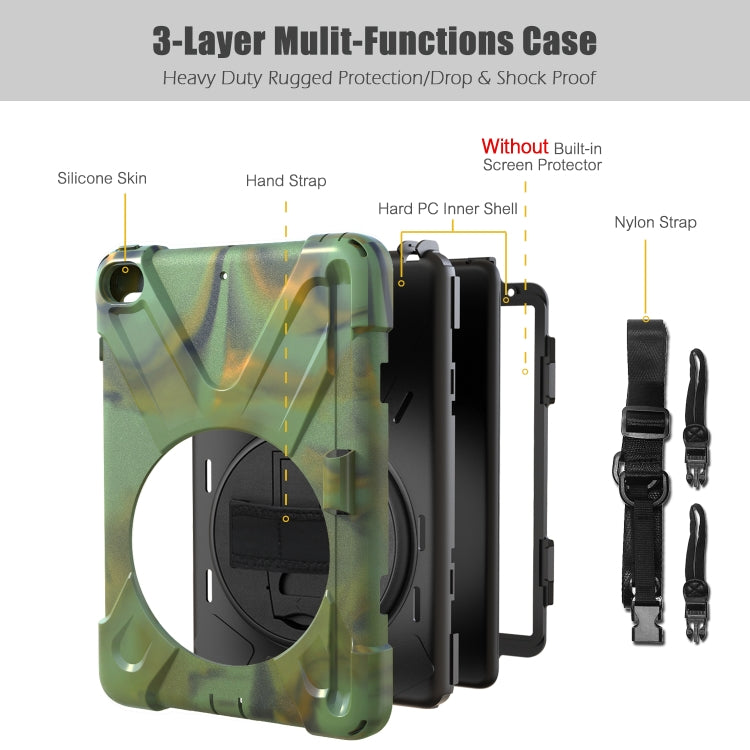 For iPad Mini 2019 / Mini 4 Shockproof Colorful Silicone + PC Protective Case with Holder & Shoulder Strap & Hand Strap & Pen Slot
