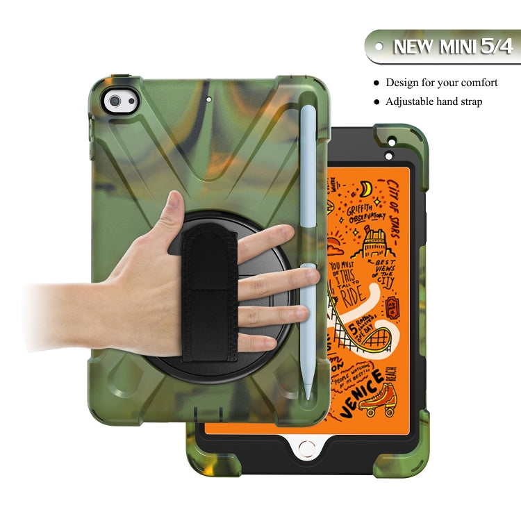 For iPad Mini 2019 / Mini 4 Shockproof Colorful Silicone + PC Protective Case with Holder & Shoulder Strap & Hand Strap & Pen Slot