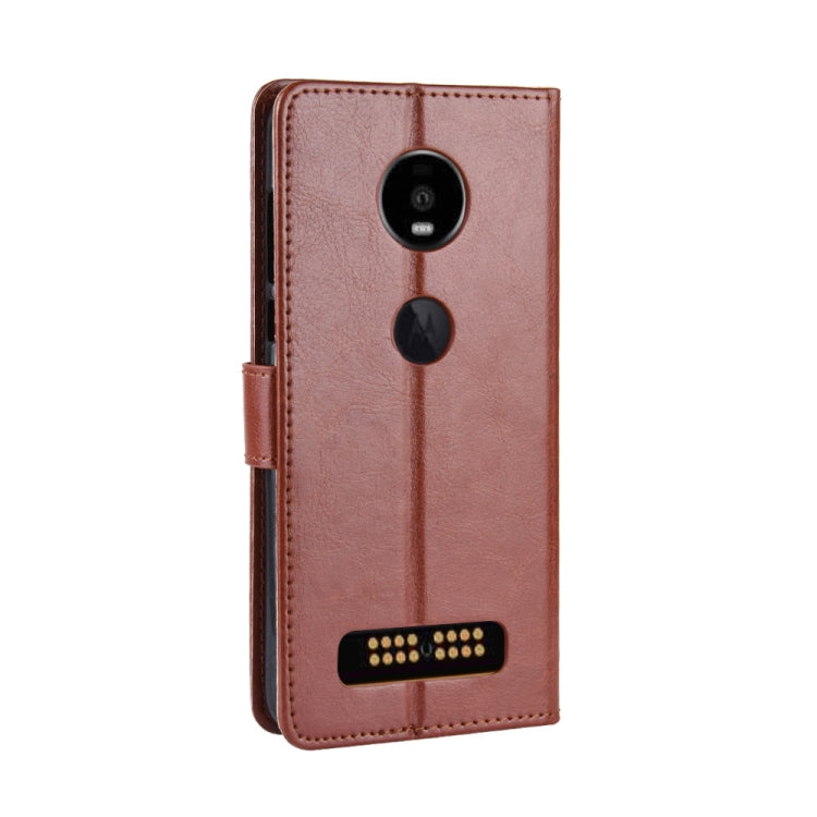 Retro Crazy Horse Texture Horizontal Flip Leather Case for Motorola Moto Z4/Z4 Play, with Holder & Card Slots & Photo Frame