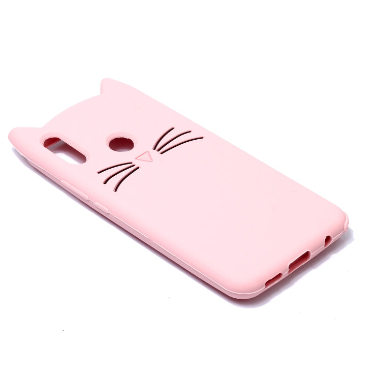 Lovely 3D Moustache Cat Soft Silicone Back Case for Huawei Y7 2019
