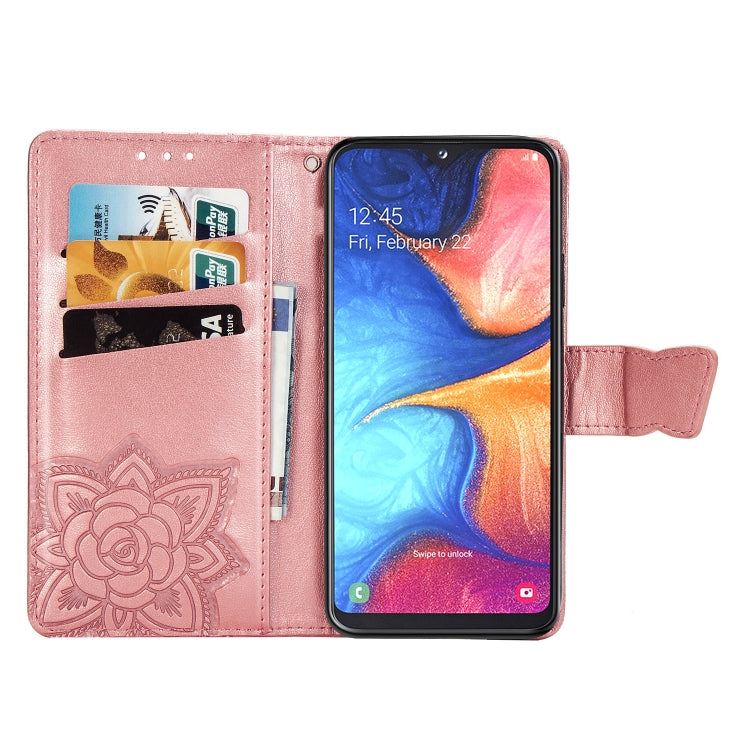 Butterfly Love Flowers Embossing Horizontal Flip Leather Case for Galaxy A10e / A20e, with Holder & Card Slots & Wallet & Lanyard