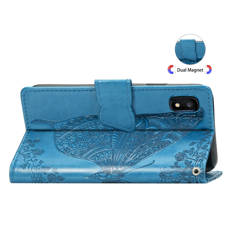 Butterfly Love Flowers Embossing Horizontal Flip Leather Case for Galaxy A10e / A20e, with Holder & Card Slots & Wallet & Lanyard