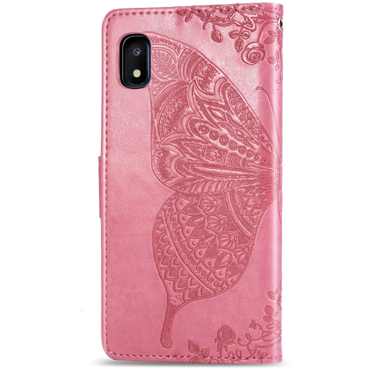 Butterfly Love Flowers Embossing Horizontal Flip Leather Case for Galaxy A10e / A20e, with Holder & Card Slots & Wallet & Lanyard