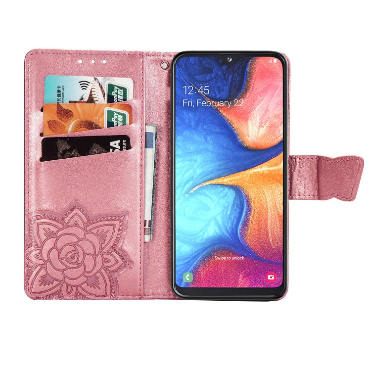 Butterfly Love Flowers Embossing Horizontal Flip Leather Case for Galaxy A10e / A20e, with Holder & Card Slots & Wallet & Lanyard