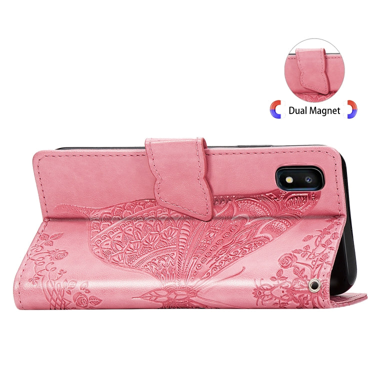 Butterfly Love Flowers Embossing Horizontal Flip Leather Case for Galaxy A10e / A20e, with Holder & Card Slots & Wallet & Lanyard