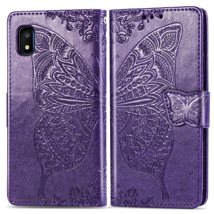 Butterfly Love Flowers Embossing Horizontal Flip Leather Case for Galaxy A10e / A20e, with Holder & Card Slots & Wallet & Lanyard