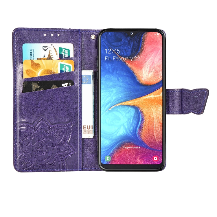 Butterfly Love Flowers Embossing Horizontal Flip Leather Case for Galaxy A10e / A20e, with Holder & Card Slots & Wallet & Lanyard