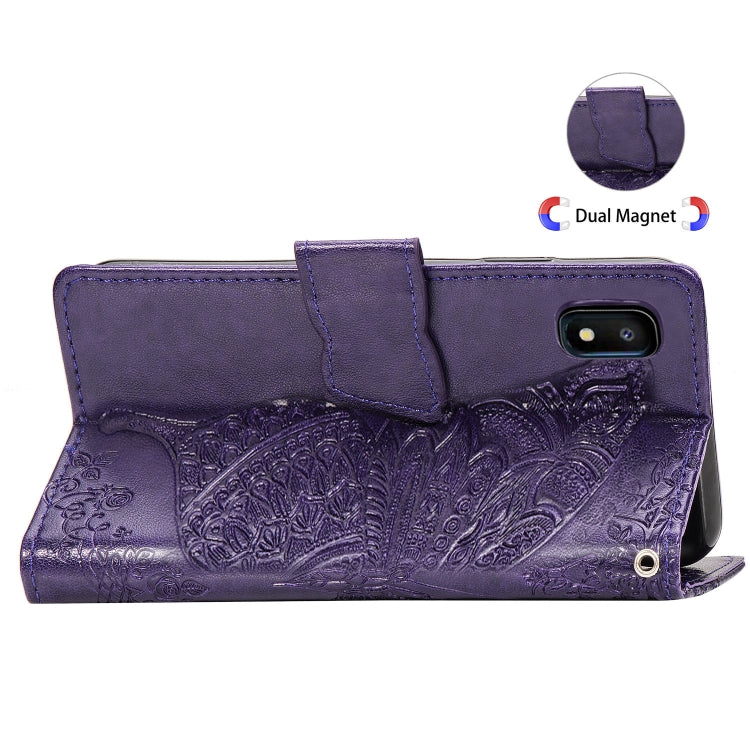 Butterfly Love Flowers Embossing Horizontal Flip Leather Case for Galaxy A10e / A20e, with Holder & Card Slots & Wallet & Lanyard