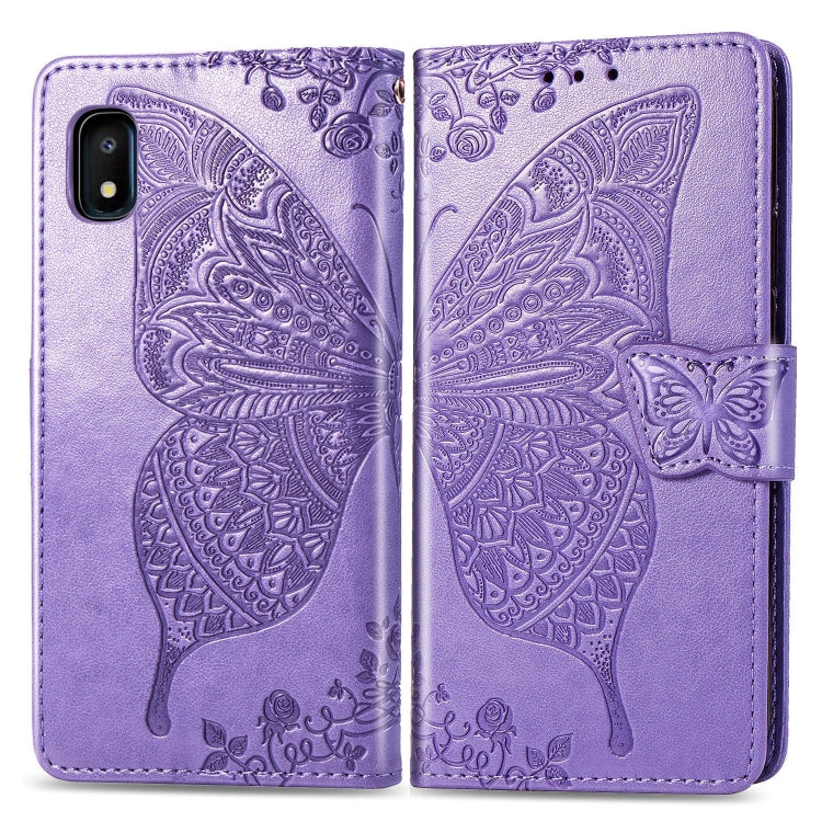 Butterfly Love Flowers Embossing Horizontal Flip Leather Case for Galaxy A10e / A20e, with Holder & Card Slots & Wallet & Lanyard