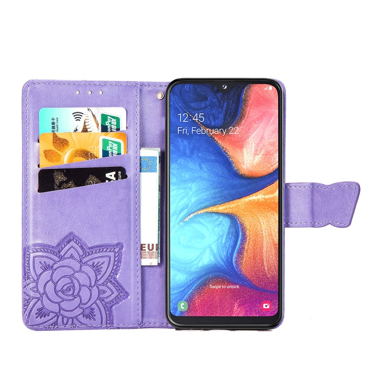 Butterfly Love Flowers Embossing Horizontal Flip Leather Case for Galaxy A10e / A20e, with Holder & Card Slots & Wallet & Lanyard