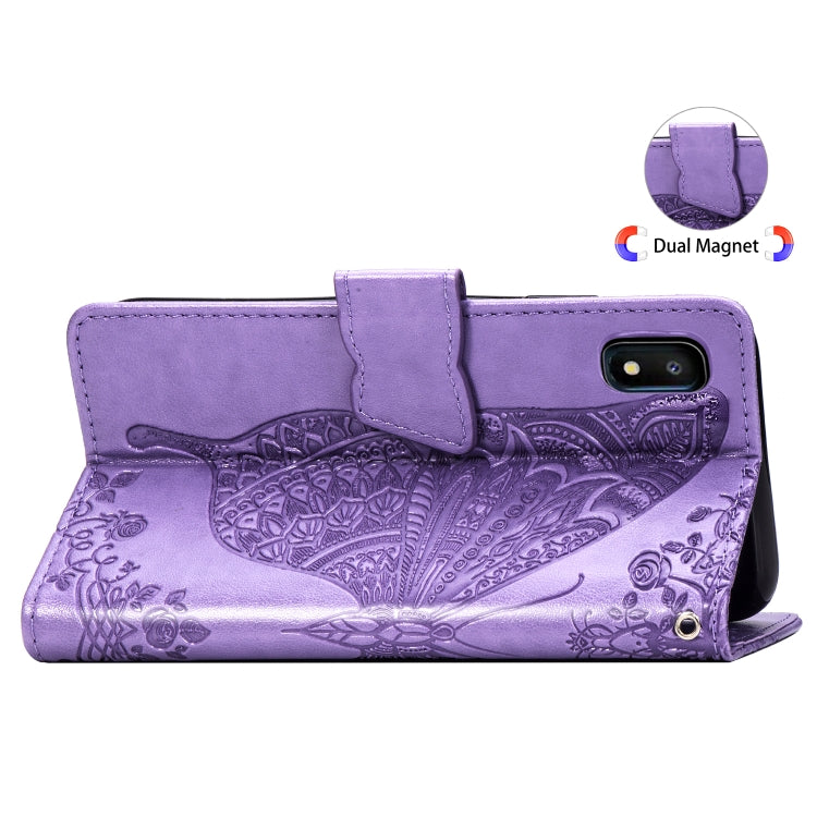 Butterfly Love Flowers Embossing Horizontal Flip Leather Case for Galaxy A10e / A20e, with Holder & Card Slots & Wallet & Lanyard