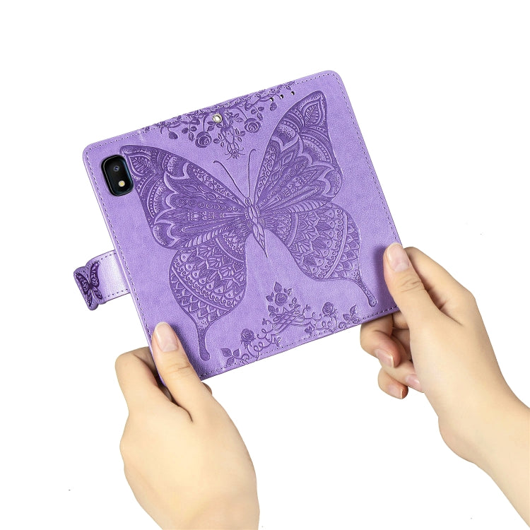 Butterfly Love Flowers Embossing Horizontal Flip Leather Case for Galaxy A10e / A20e, with Holder & Card Slots & Wallet & Lanyard