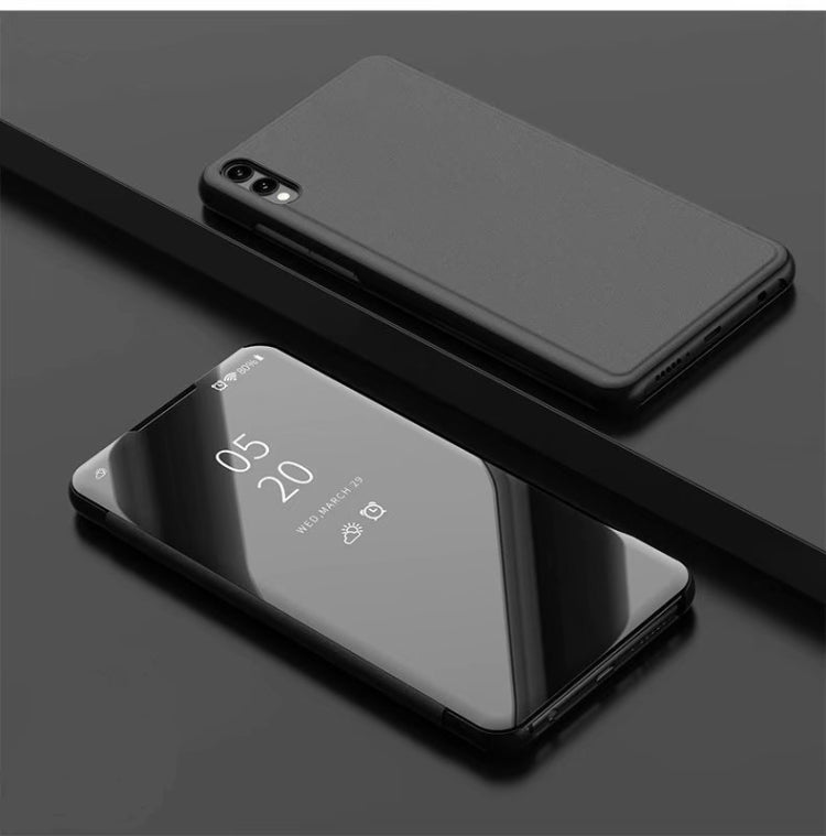 Electroplating Mirror Horizontal Flip PU Leather Case with Holder for Xiaomi Redmi 7A
