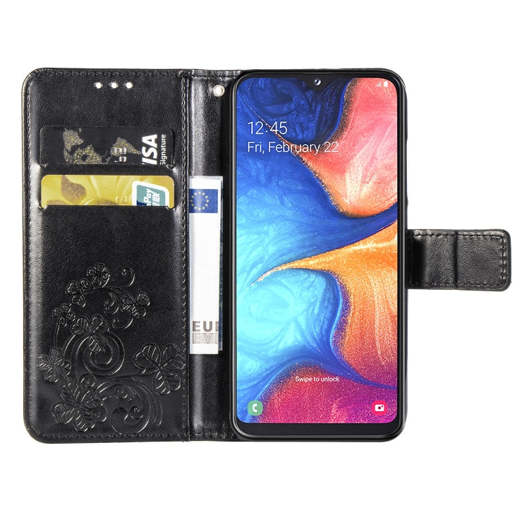 Lucky Clover Pressed Flowers Pattern Leather Case for Galaxy A10E / A20E, with Holder & Card Slots & Wallet & Hand Strap