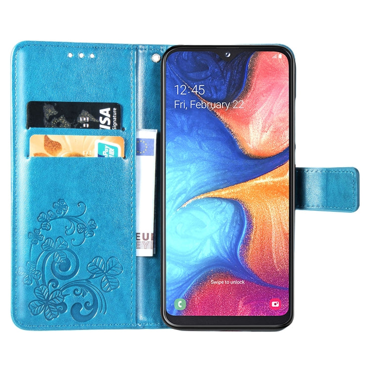 Lucky Clover Pressed Flowers Pattern Leather Case for Galaxy A10E / A20E, with Holder & Card Slots & Wallet & Hand Strap