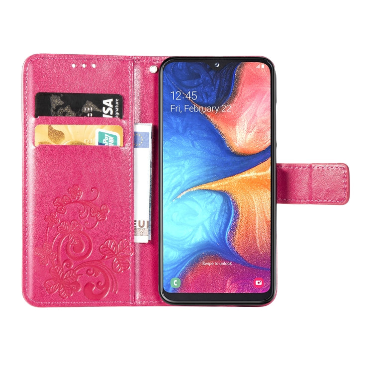 Lucky Clover Pressed Flowers Pattern Leather Case for Galaxy A10E / A20E, with Holder & Card Slots & Wallet & Hand Strap