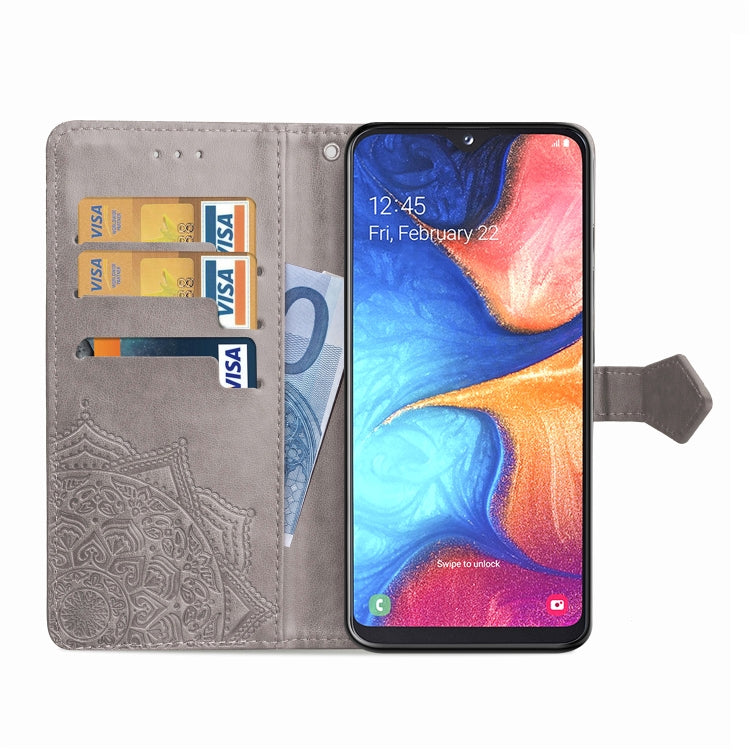 Halfway Mandala Embossing Pattern Horizontal Flip Leather Case for Galaxy A10E / A20E, with Holder & Card Slots & Wallet & Photo Frame & Lanyard