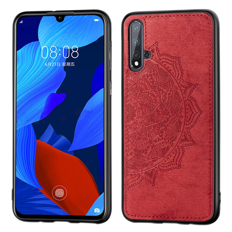 Embossed Mandala pattern PC + TPU + Fabric Phone Case for Huawei Nova5 & Nova 5 Pro ,with  Lanyard & Magnetic