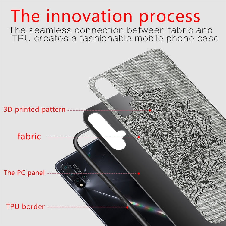 Embossed Mandala pattern PC + TPU + Fabric Phone Case for Huawei Nova5 & Nova 5 Pro ,with  Lanyard & Magnetic