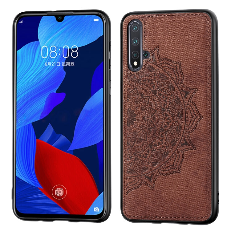 Embossed Mandala pattern PC + TPU + Fabric Phone Case for Huawei Nova5 & Nova 5 Pro ,with  Lanyard & Magnetic