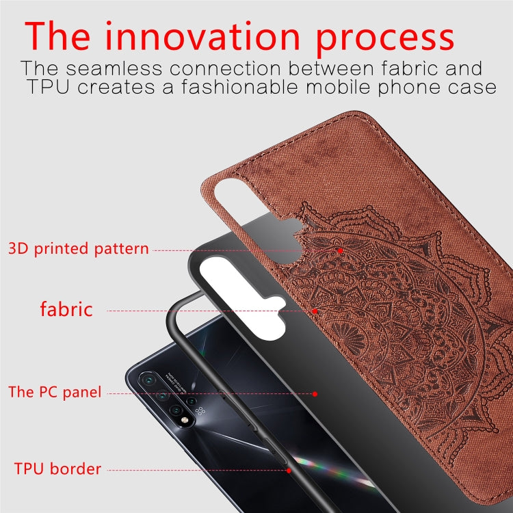 Embossed Mandala pattern PC + TPU + Fabric Phone Case for Huawei Nova5 & Nova 5 Pro ,with  Lanyard & Magnetic