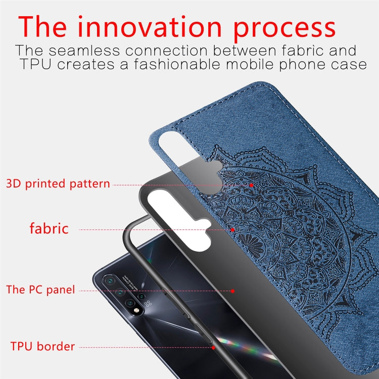 Embossed Mandala pattern PC + TPU + Fabric Phone Case for Huawei Nova5 & Nova 5 Pro ,with  Lanyard & Magnetic