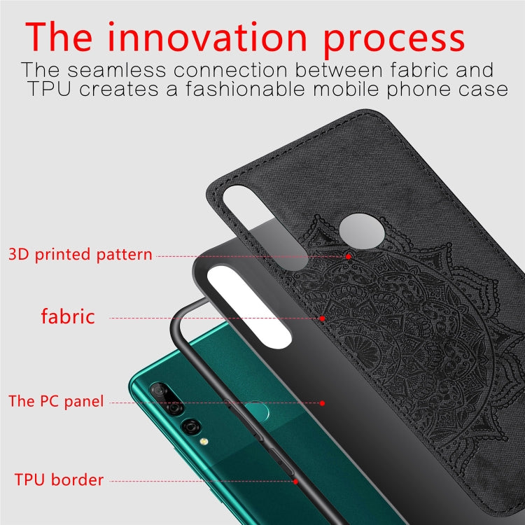 Embossed Mandala pattern PC + TPU + Fabric Phone Case for Huawei Y9 Prime (2019)  /  P Smart Z,with Lanyard & Magnetic
