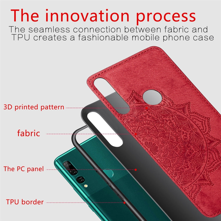 Embossed Mandala pattern PC + TPU + Fabric Phone Case for Huawei Y9 Prime (2019)  /  P Smart Z,with Lanyard & Magnetic