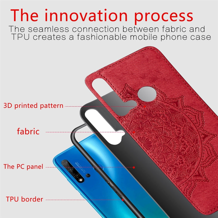 Embossed Mandala pattern PC + TPU + Fabric Phone Case for Huawei P20 Lite (2019) / Nova 5i,with Lanyard & Magnetic