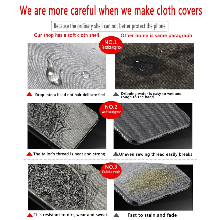 Embossed Mandala pattern PC + TPU + Fabric Phone Case for Huawei P20 Lite (2019) / Nova 5i,with Lanyard & Magnetic