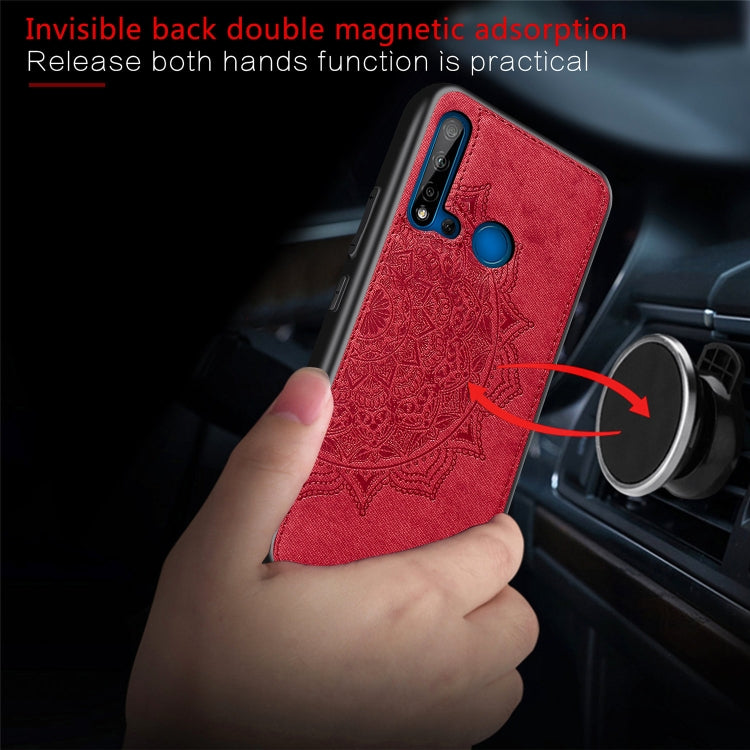 Embossed Mandala pattern PC + TPU + Fabric Phone Case for Huawei P20 Lite (2019) / Nova 5i,with Lanyard & Magnetic