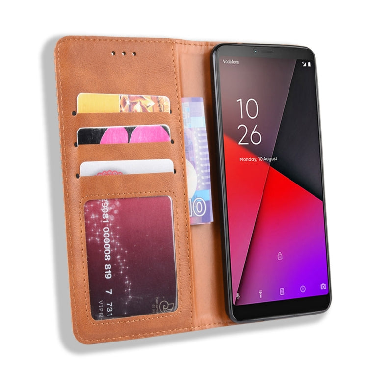 Magnetic Buckle Retro Crazy Horse Texture Horizontal Flip Leather Case for Vodafone Smart X9  , with Holder & Card Slots & Photo Frame