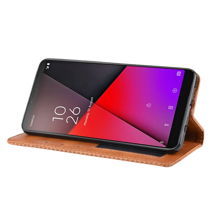 Magnetic Buckle Retro Crazy Horse Texture Horizontal Flip Leather Case for Vodafone Smart X9  , with Holder & Card Slots & Photo Frame