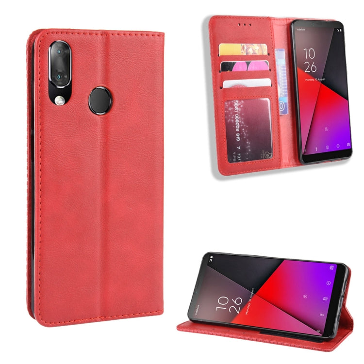 Magnetic Buckle Retro Crazy Horse Texture Horizontal Flip Leather Case for Vodafone Smart X9  , with Holder & Card Slots & Photo Frame