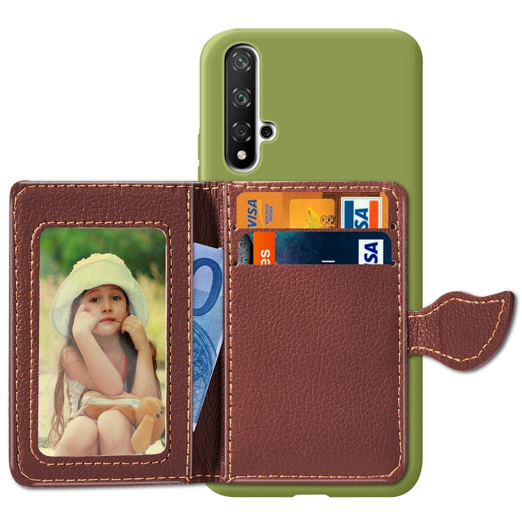 Litchi Pattern Card Bag Wallet Bracket + TPU Phone Case with Card Slot Wallet Bracket Function For Huawei Honor 20