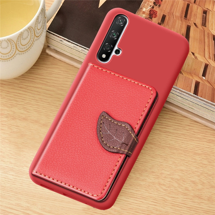 Litchi Pattern Card Bag Wallet Bracket + TPU Phone Case with Card Slot Wallet Bracket Function For Huawei Honor 20