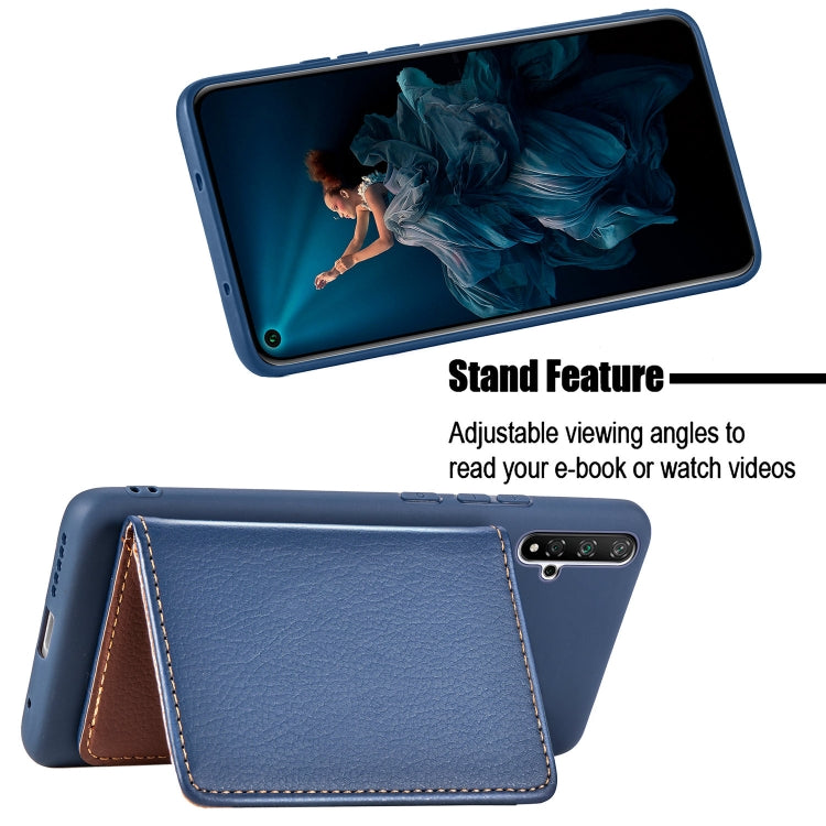Litchi Pattern Card Bag Wallet Bracket + TPU Phone Case with Card Slot Wallet Bracket Function For Huawei Honor 20