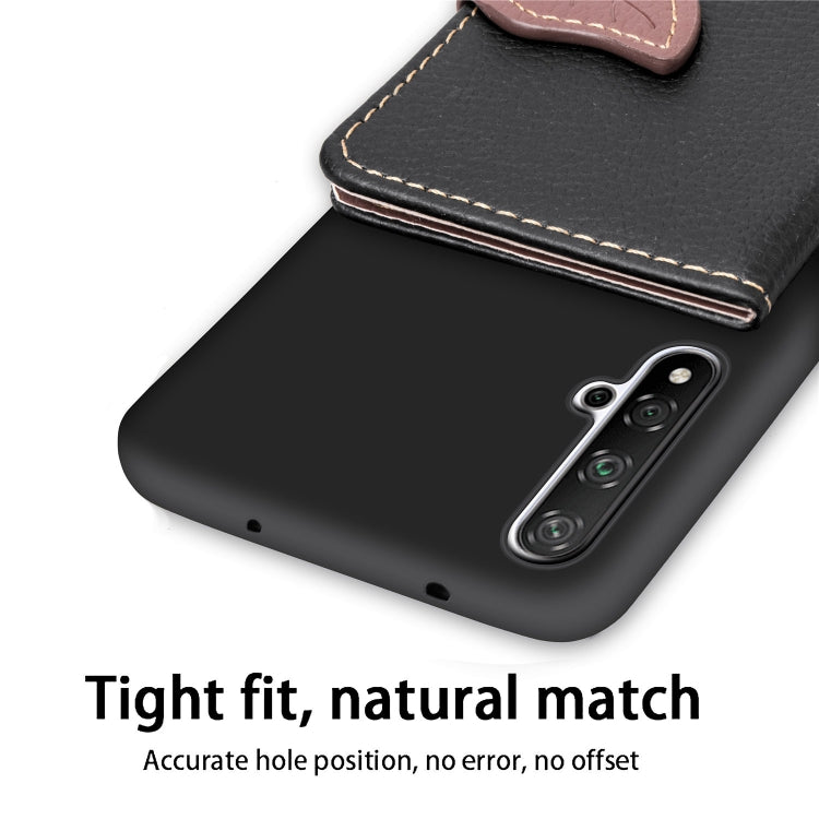 Litchi Pattern Card Bag Wallet Bracket + TPU Phone Case with Card Slot Wallet Bracket Function For Huawei Honor 20
