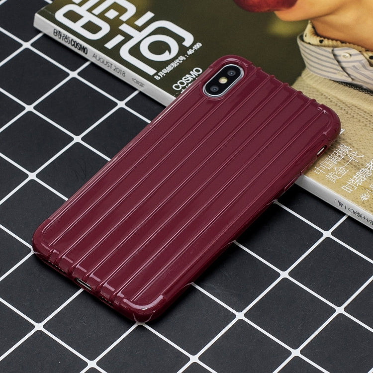 For iPhone X / XS Suitcase Style Striped Soft TPU Case