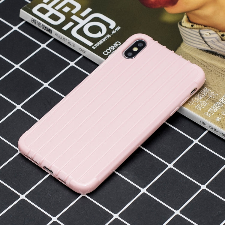 For iPhone X / XS Suitcase Style Striped Soft TPU Case