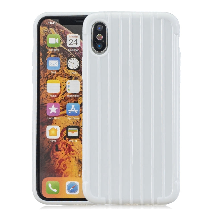 For iPhone XS Max Suitcase Style Striped Soft TPU Case