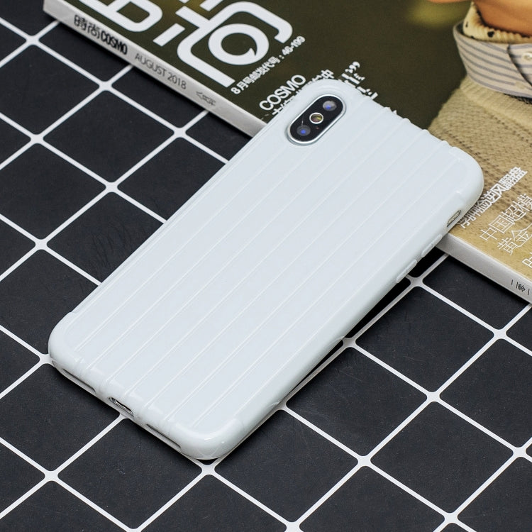 For iPhone XS Max Suitcase Style Striped Soft TPU Case