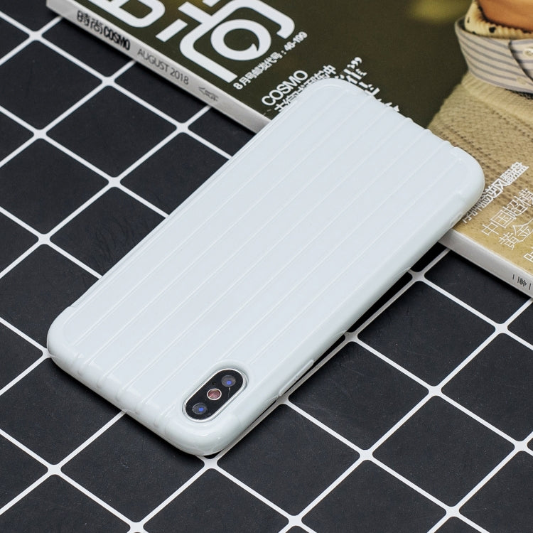 For iPhone XS Max Suitcase Style Striped Soft TPU Case